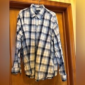 Casual Navy and White Checkered Shirt